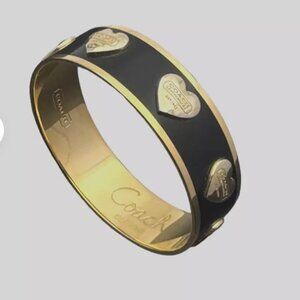 Coach Vintage 3/4" Black Gold Lozange 3D Multi Puffy Hearts Bangle